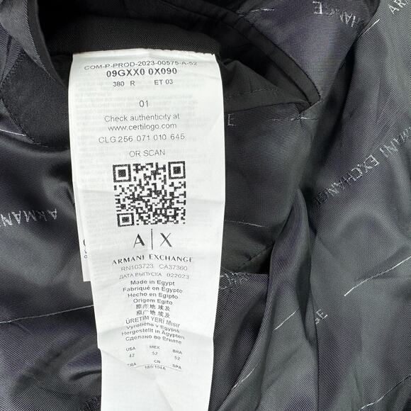 Armani Exchange Mens Slim Fit Wool Windowpane Suit Jacket Brown Black 42R - Picture 5 of 6